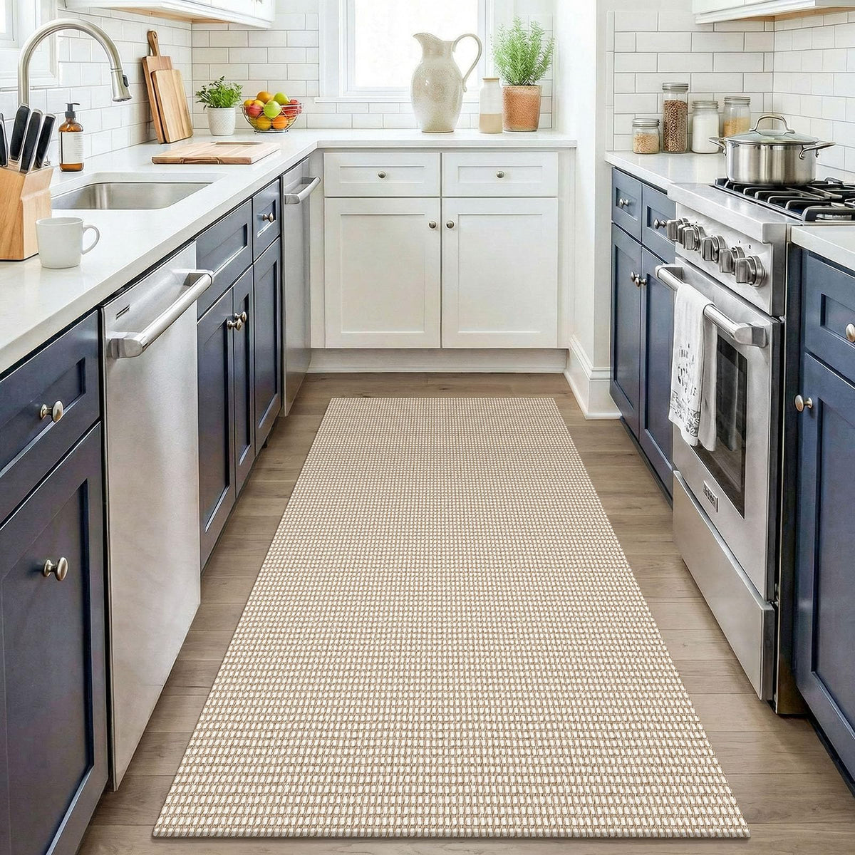 KOZYFLY braided entry rug at doorway with durable texture for daily use.
