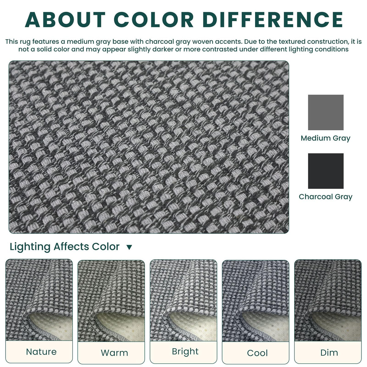 KOZYFLY braided gray design adds depth and hides footprints