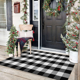 KOZYFLY buffalo plaid area rug 3x5 for entryways with easy care