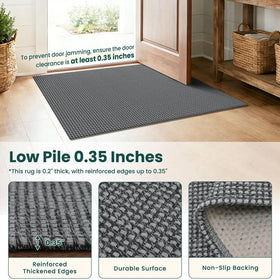 KOZYFLY rug in multi-tone grey adds depth to foyer decor.