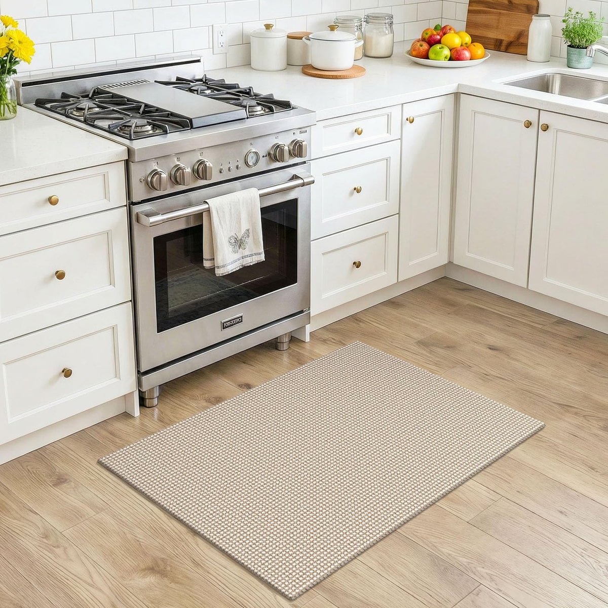 KOZYFLY Indoor Door Mat texture closeup shows cotton fibers and softness