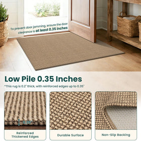 KOZYFLY indoor-outdoor entrance rug welcomes guests while hiding dirt.