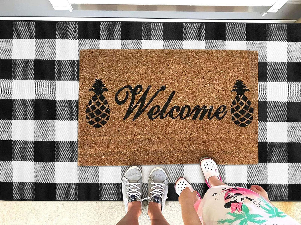 KOZYFLY indoor outdoor rug under dining table in kitchen