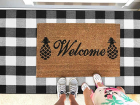 KOZYFLY indoor outdoor rug under dining table in kitchen