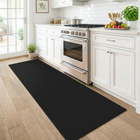 KOZYFLY hallway runner close-up shows textured braid and durable multi-tone finish.
