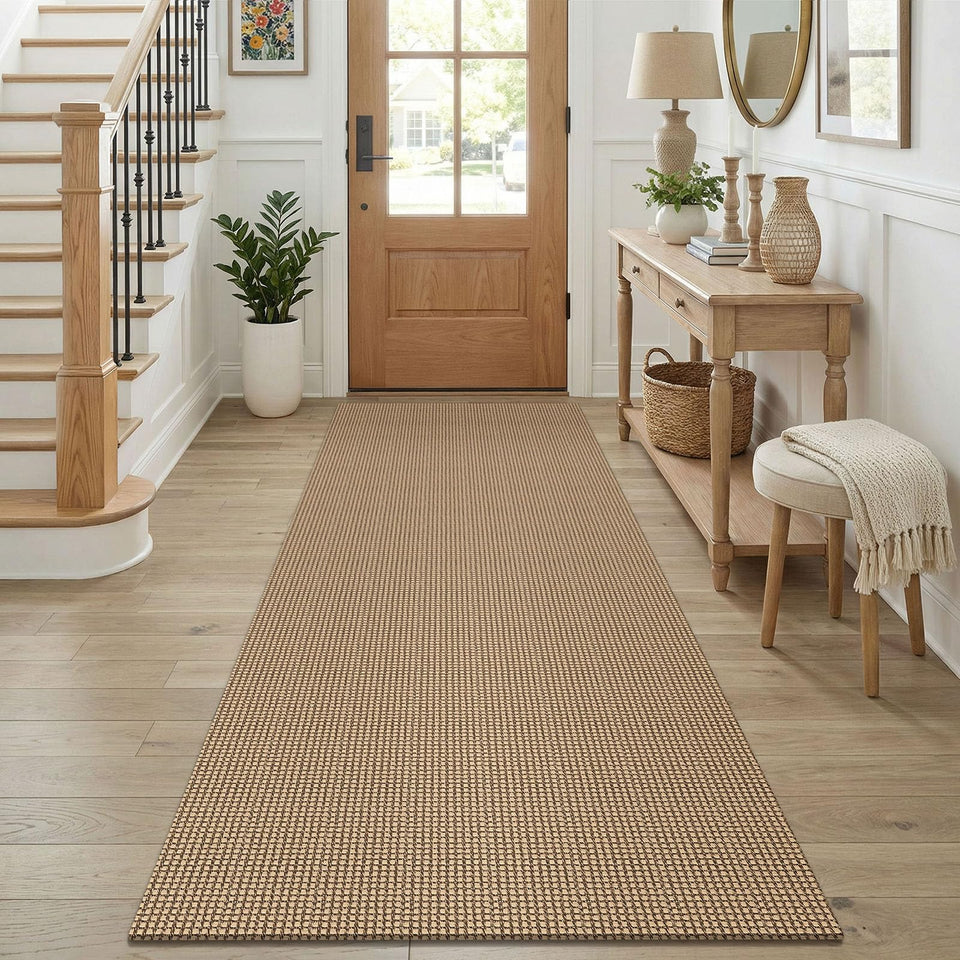 KOZYFLY Runners hallway 3x8ft orange-beige-tan-brown multi-tone design for entryways