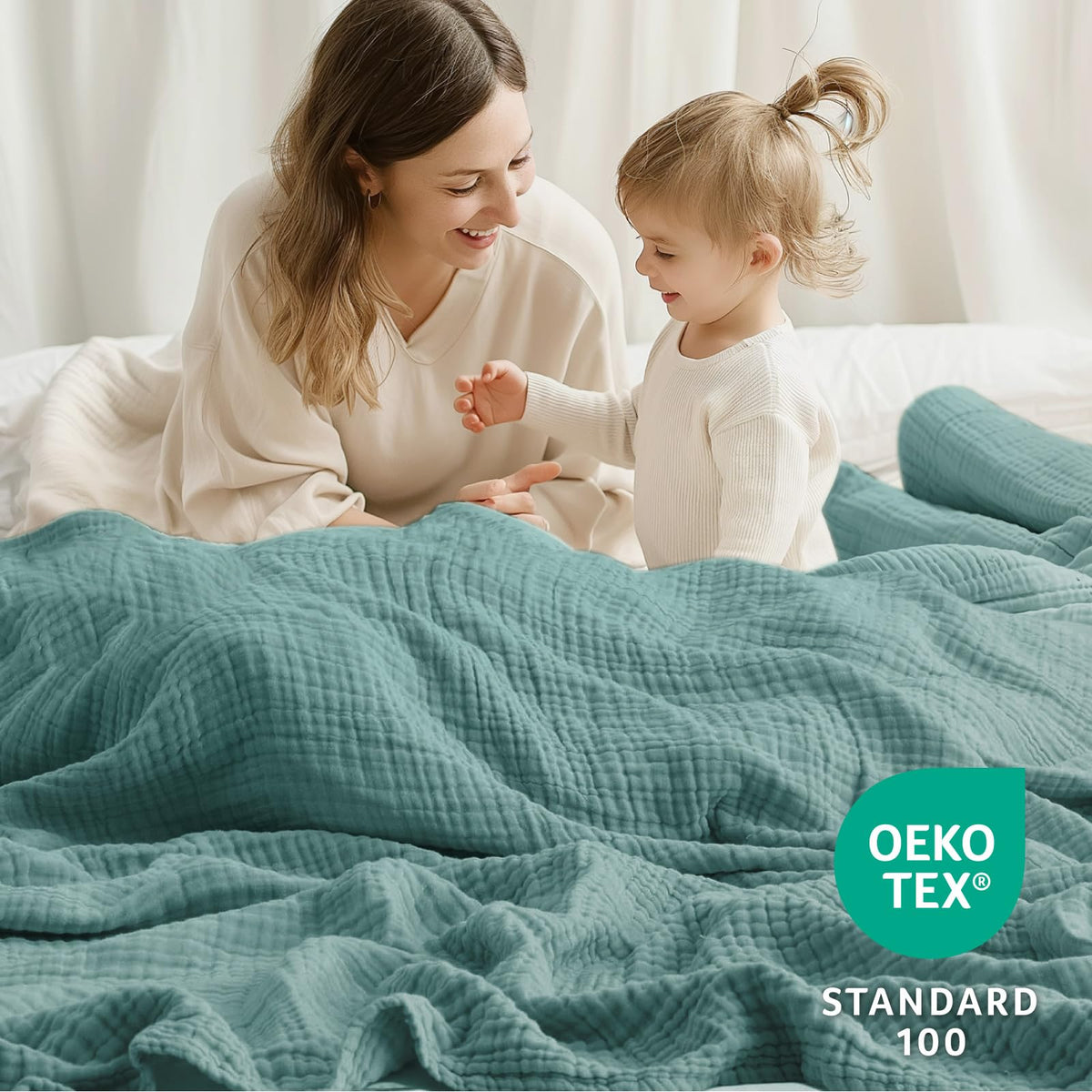 Kozyhvn teal blanket folded to reveal soft drape