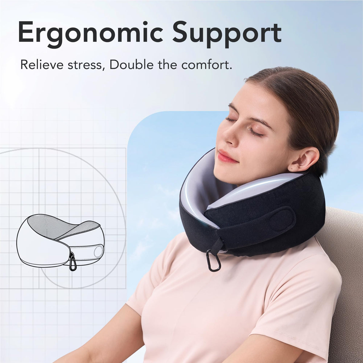 KPNEOL Travel Pillow ergonomic 360° support aids neck comfort on planes