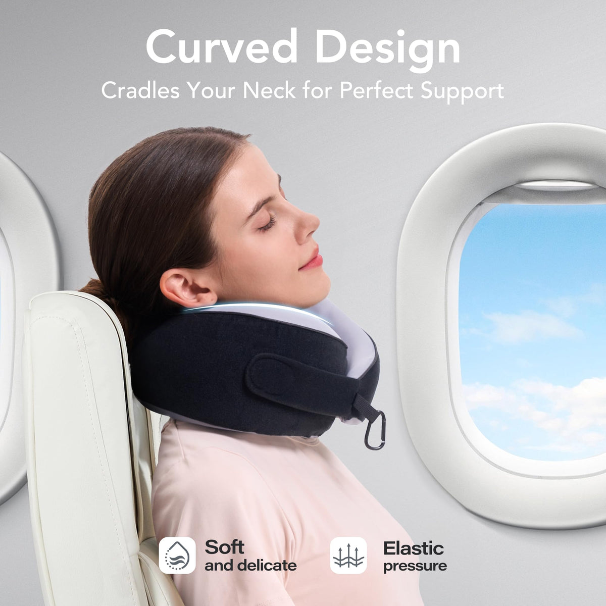 KPNEOL Travel Pillow magic-cloth closure offers quick, secure adjustment