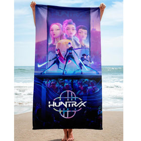 KPop Demon Hunters large soft quick-dry towel for poolside lounging.