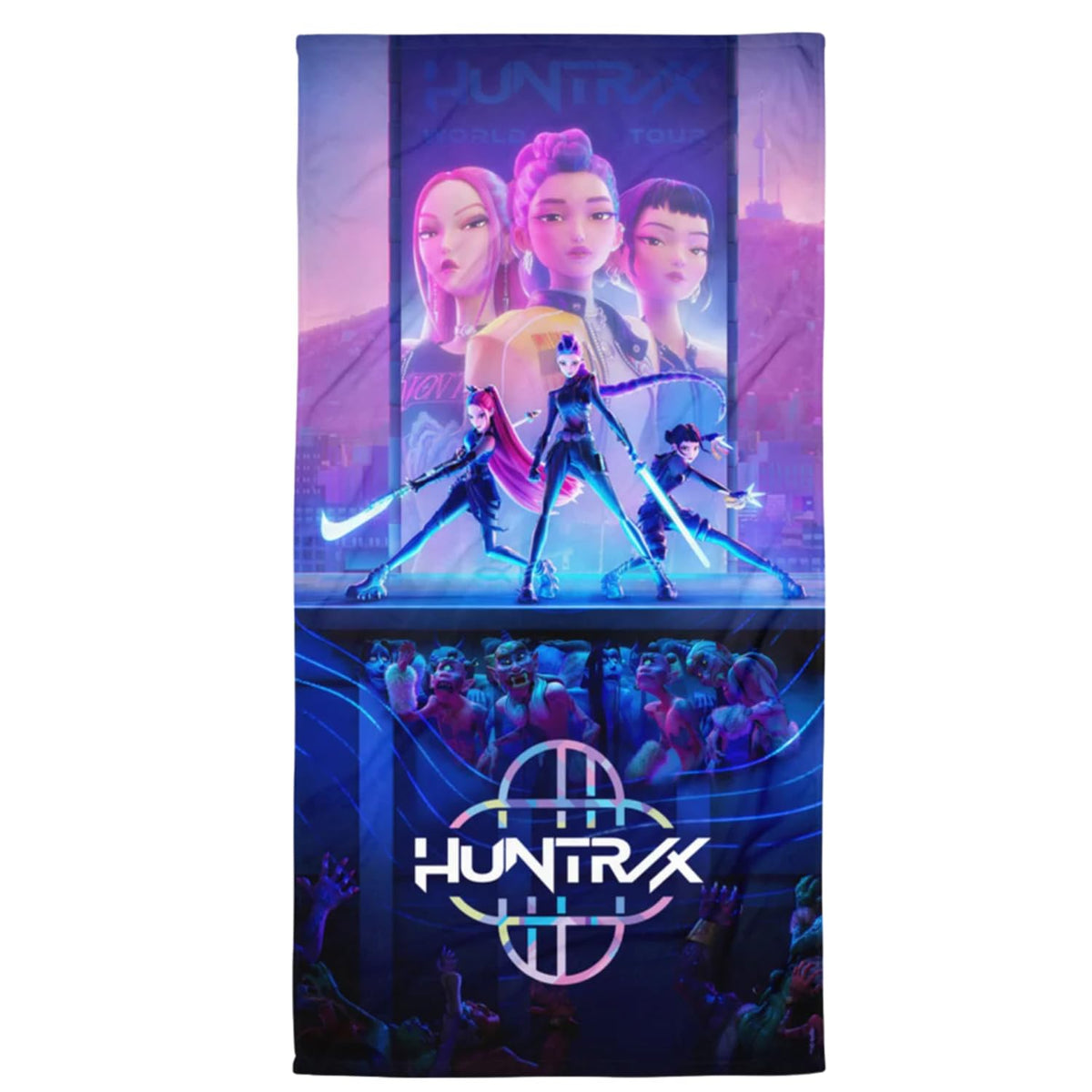 KPop Demon Hunters poster beach towel for sunny days and fan pride.