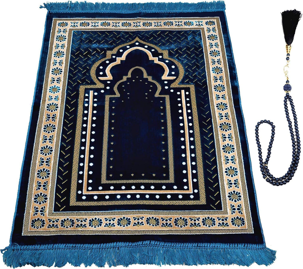 KRAAT STES velvet padded prayer mat blue for comfortable namaz