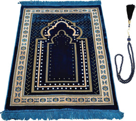 KRAAT STES velvet padded prayer mat blue for comfortable namaz