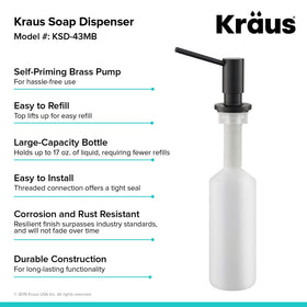 Kraus KSD-43MB self-priming pump provides easy soap access at the sink