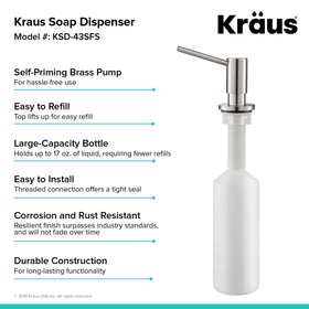 Kraus KSD-43SFS refills-from-top feature keeps counter clean and simple
