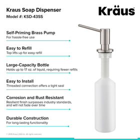 Kraus KSD-43SS dispenser with 360 degree spout rotation for flexible sink access