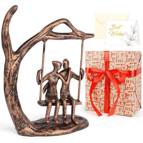 Kresecioo anniversary couple statue in bronze finish enhances home decor
