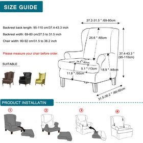 KRFOONN wingback chair cover on chair demonstrates easy fit.