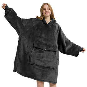 Krifey wearable blanket hoodie front view highlights cozy fit and warmth.
