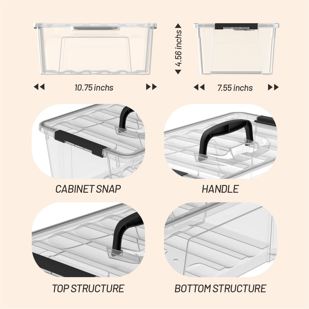 Krihan stackable grooved design saves shelf space and organizes neatly