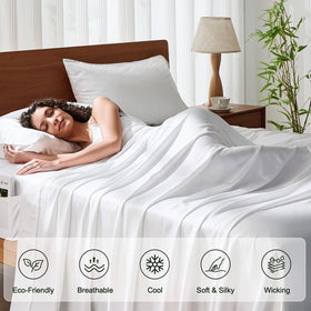 KRIMANO bed setup with crisp white color and hotel-like finish.