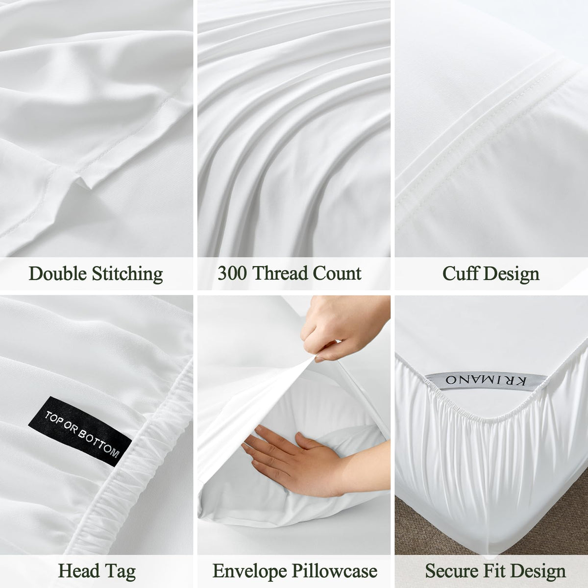 KRIMANO envelope pillowcases keeping pillows neatly in place.