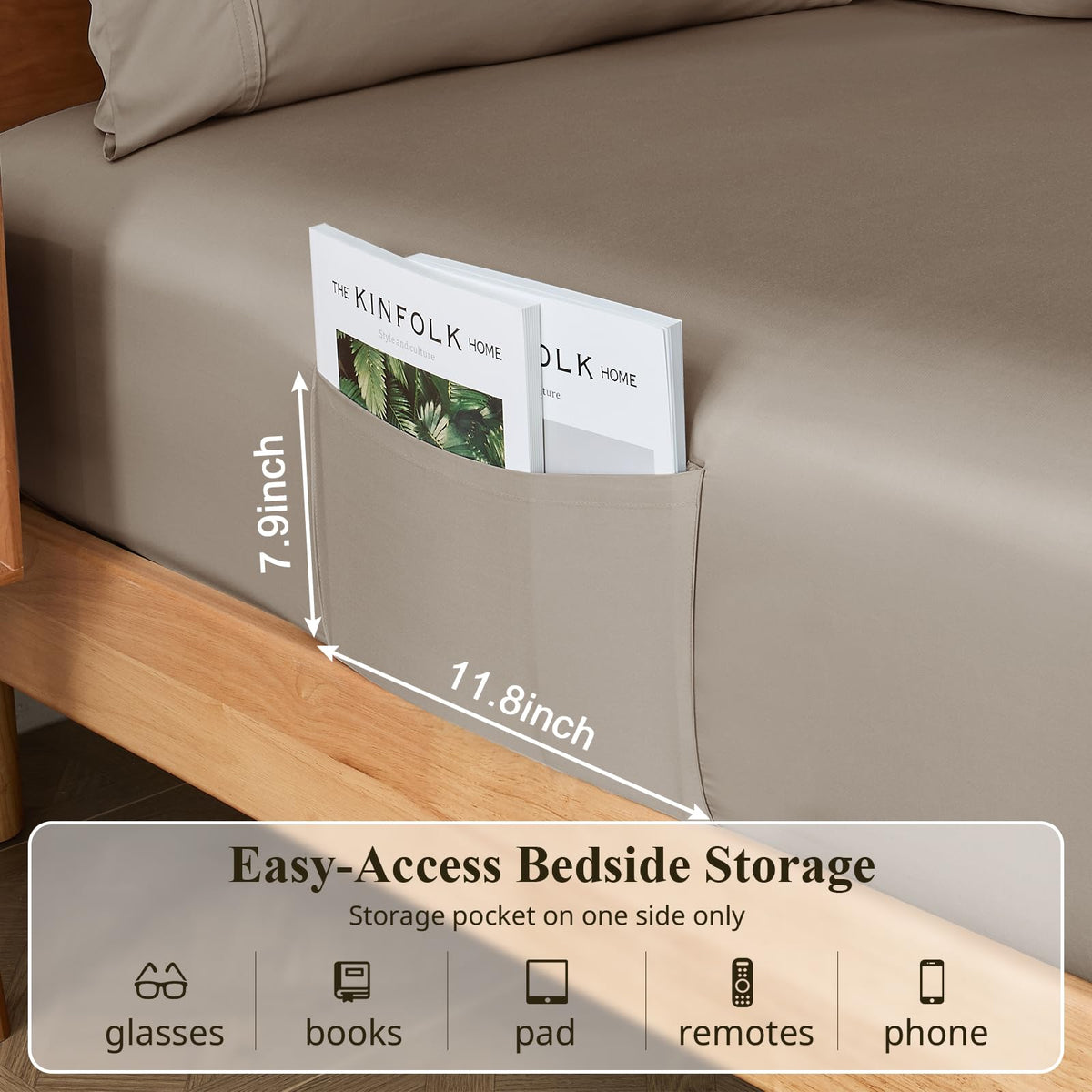 KRIMANO deep-pocket 17-inch fit demonstrating secure fit on mattress