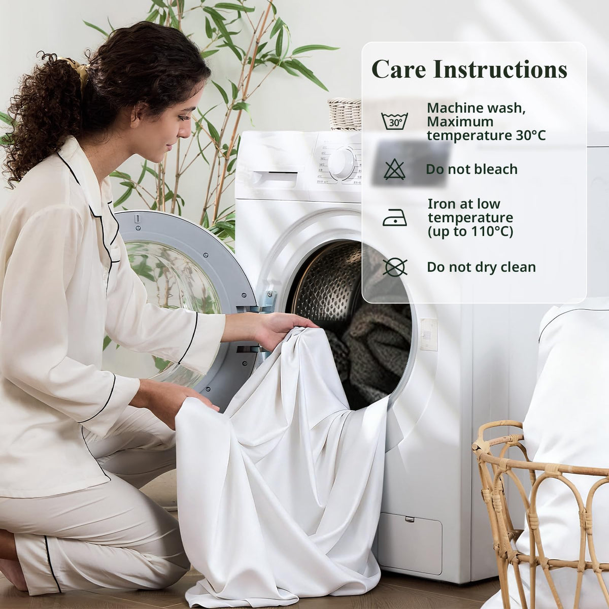 KRIMANO easy-care instructions: machine wash cold to preserve softness