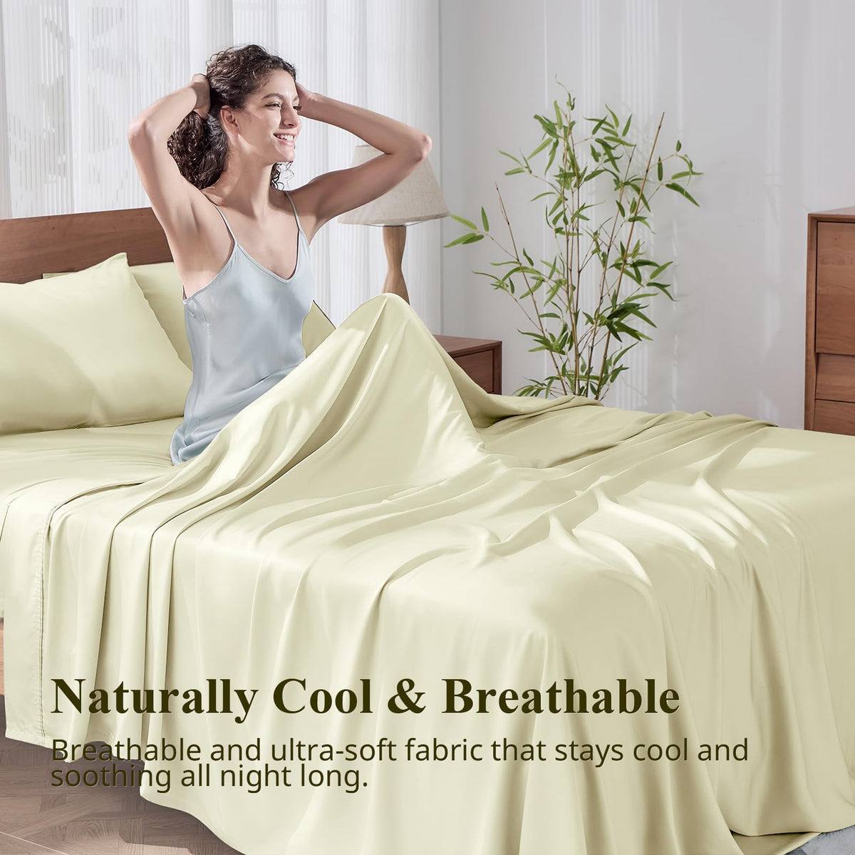 KRIMANO King Size Sheet Set two pillowcases with envelope closure for neat pillows.