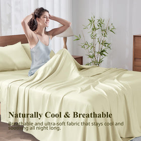 KRIMANO King Size Sheet Set two pillowcases with envelope closure for neat pillows.