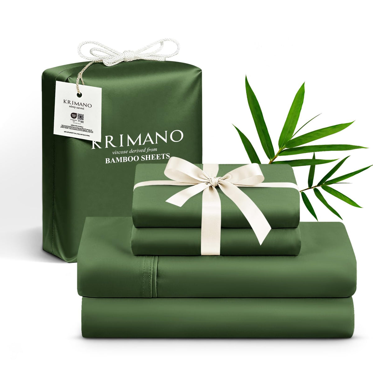 KRIMANO king-size flat sheet close-up showing silky viscose texture for cool sleep
