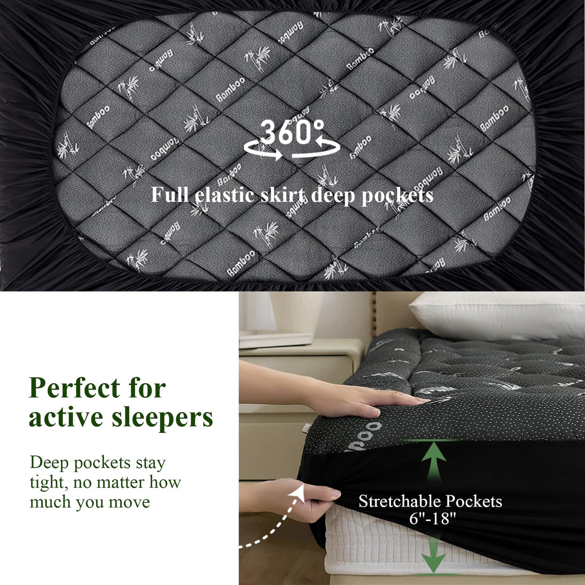 KRIMANO Queen Mattress Topper 7D ultra-soft fiber balances cushion and support
