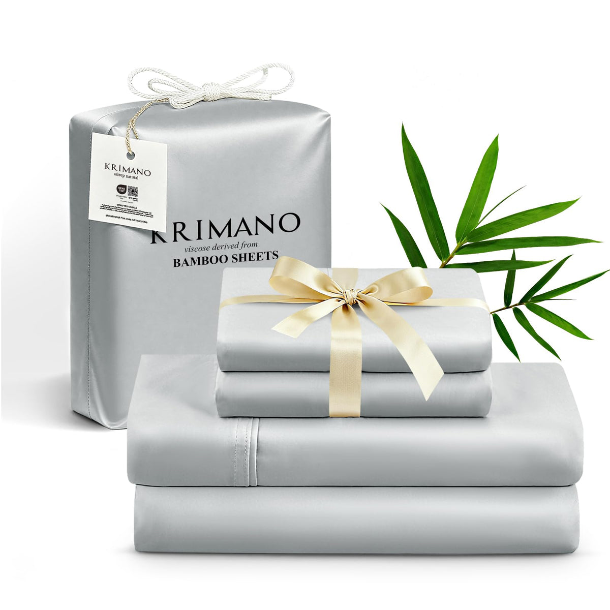 KRIMANO queen-size flat sheet showcases silky texture and cooling comfort.