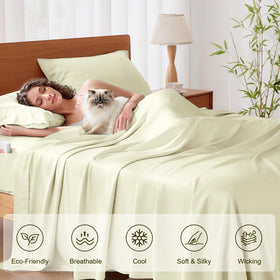 KRIMANO bed scene demonstrates ready-to-use, cooling bedding suitable for warm sleepers.
