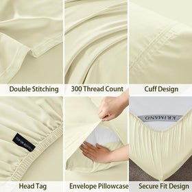 KRIMANO deep pocket image points to secure fit on mattresses up to 17 inches.