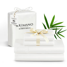 KRIMANO twin sheet set in silky bamboo fabric for cooling comfort.