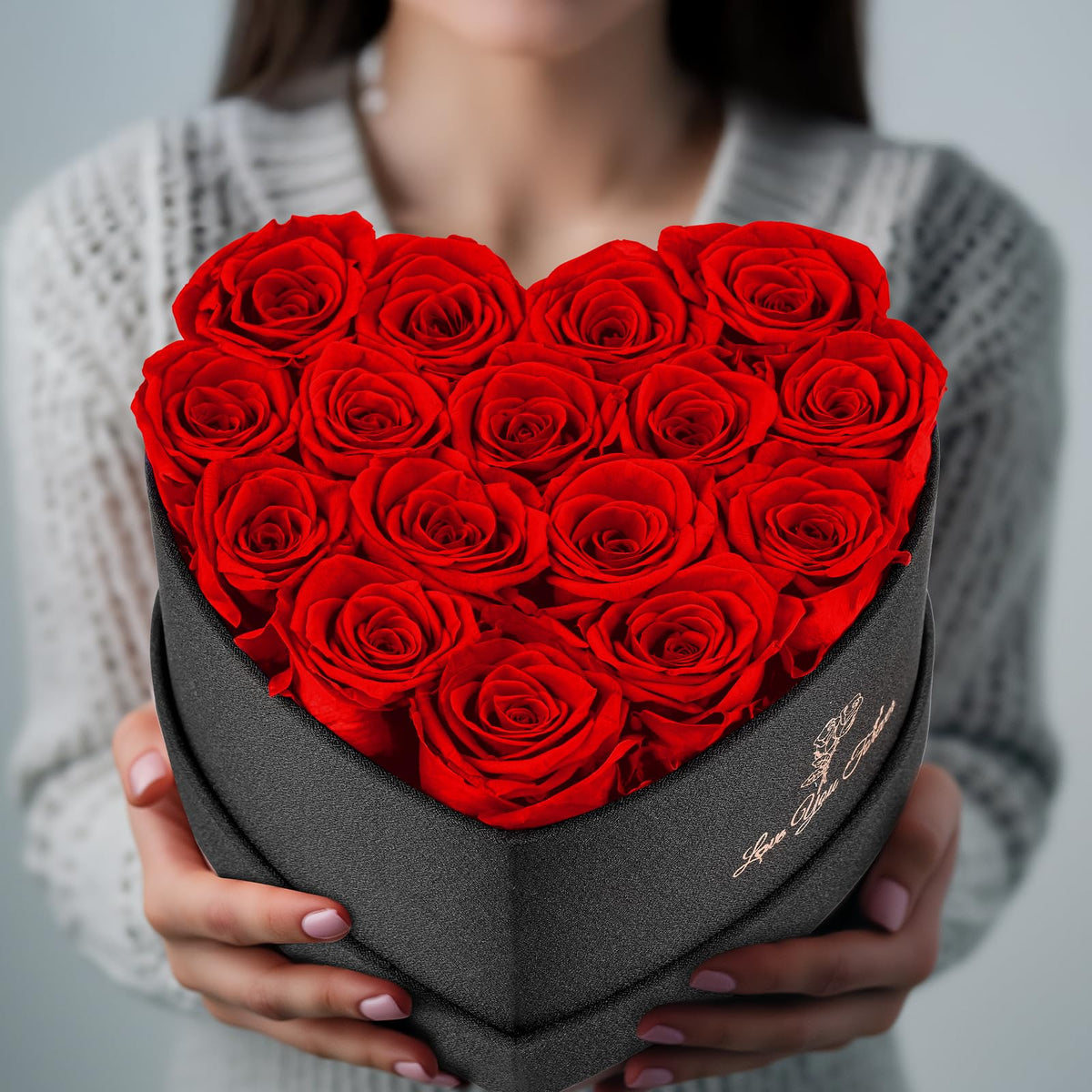 Krinzitt preserved roses box with acrylic protection for safe display