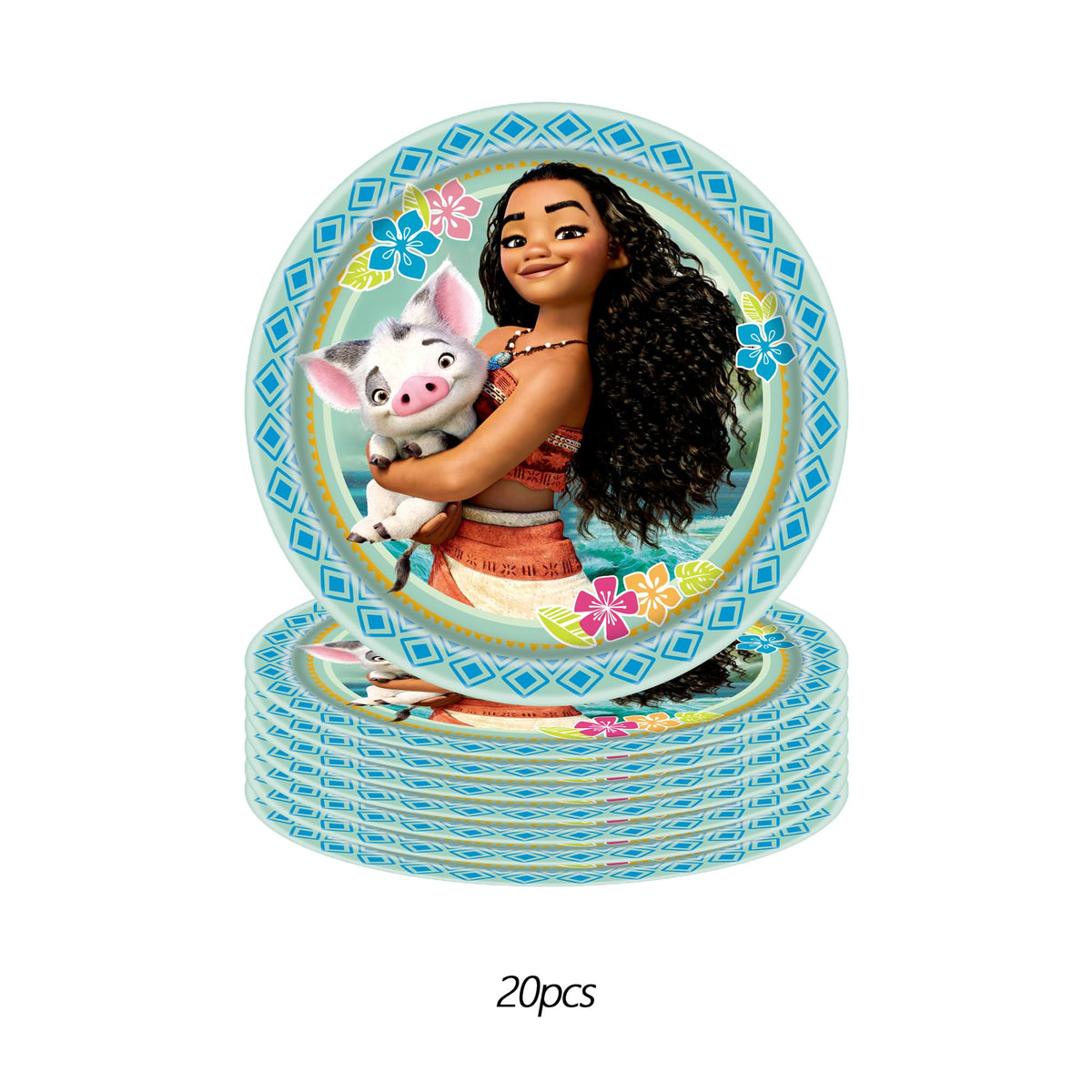 KROCEUS Moana 9-inch plates with bold print for hearty servings.