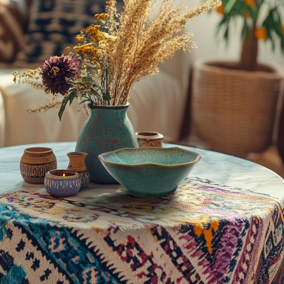 KROUJITY organic ruffle edge bowl emphasizes artisanal charm and warm home energy.