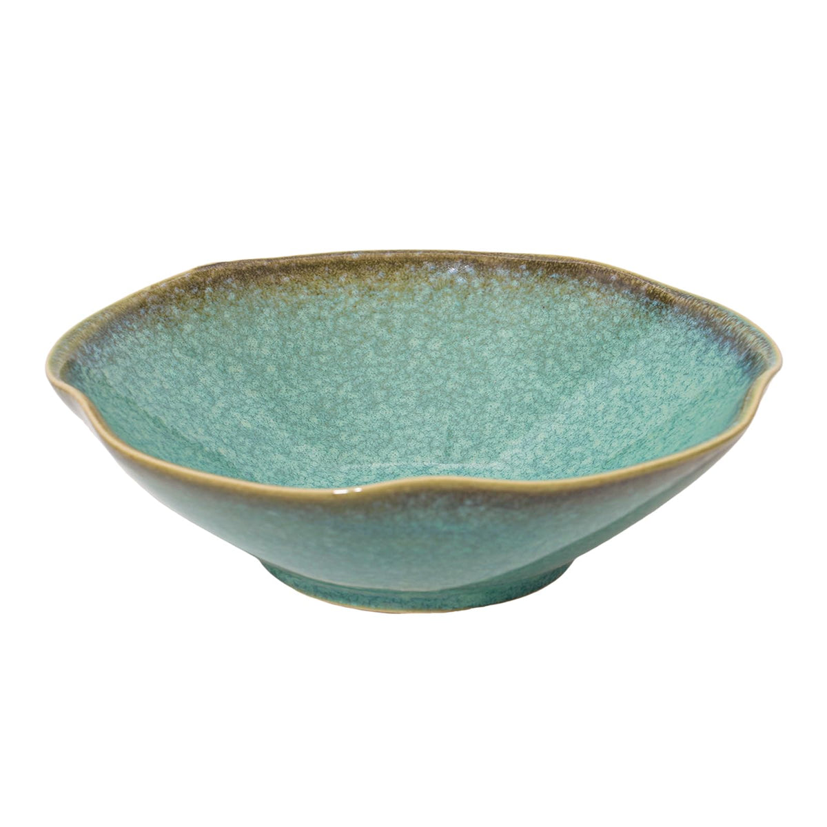KROUJITY decorative bowl 7-6 inch with ruffle edge, handcrafted focal point for shelves or tabletops.