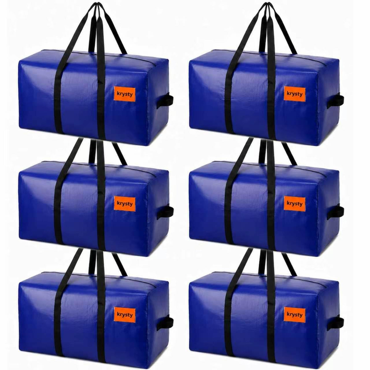 KRYSTY 6-pack moving bags with extra-large capacity for bulky bedding and clothing.