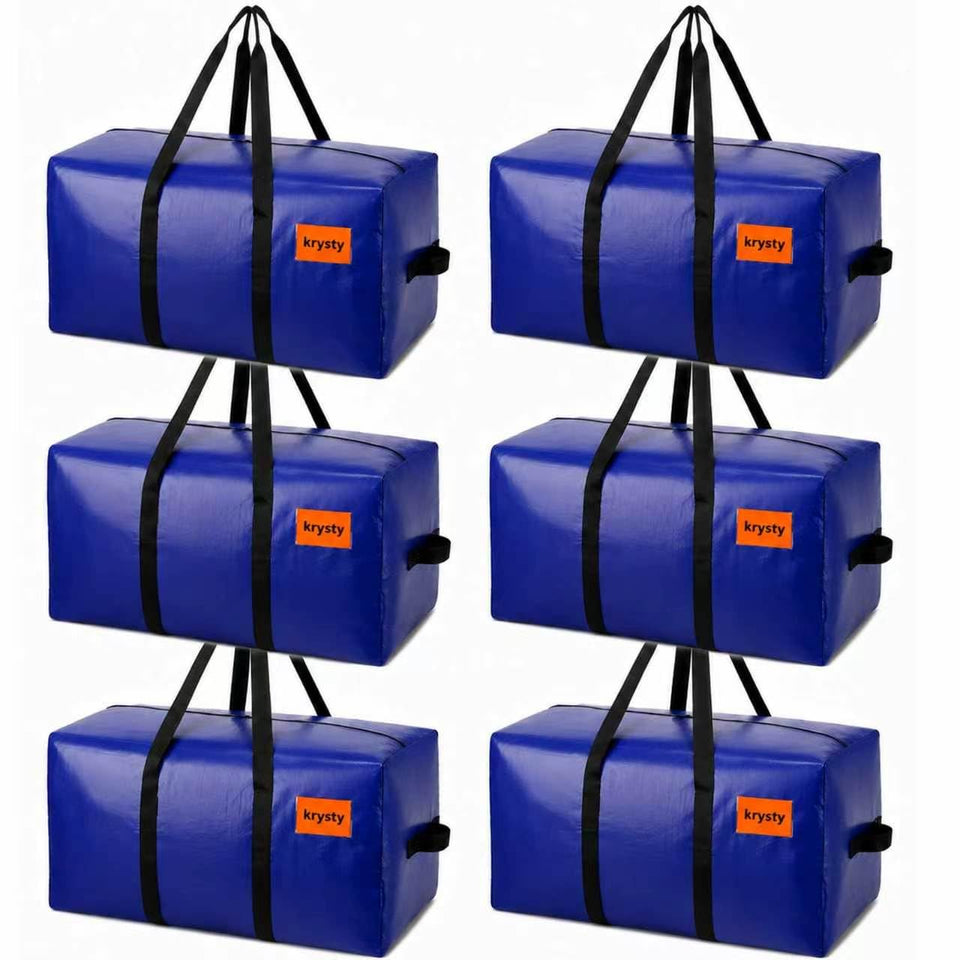 KRYSTY 6-pack moving bags with extra-large capacity for bulky bedding and clothing.