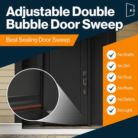 KS Hardware adjustable double bubble door sweep front view showing seal