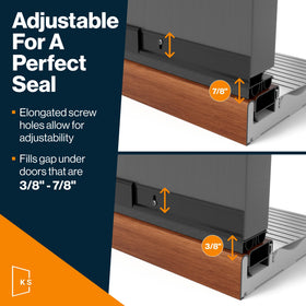 Installed under door KS Hardware sweep seals gap securely
