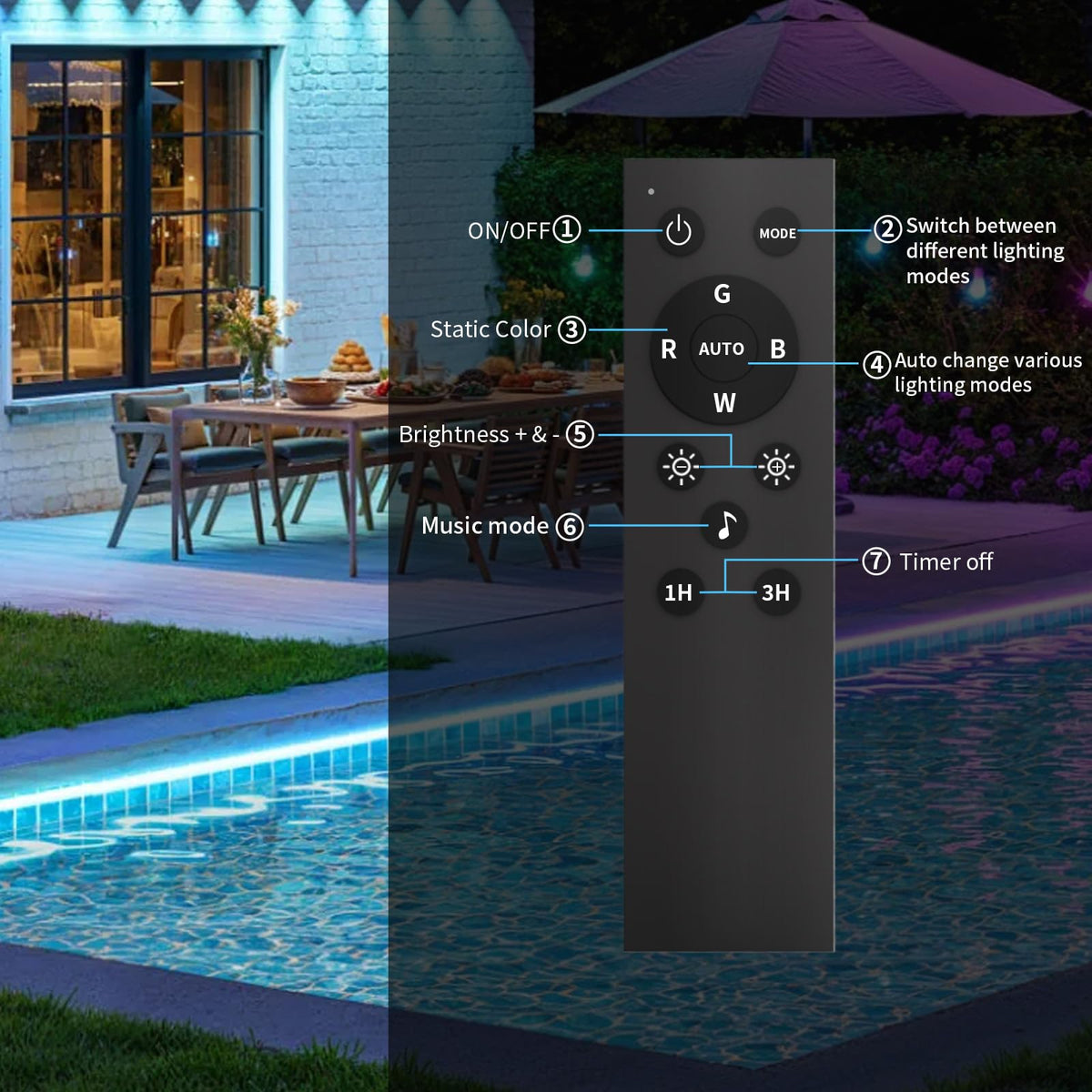 KSIPZE Poolside lighting enhances garden and poolside ambiance.