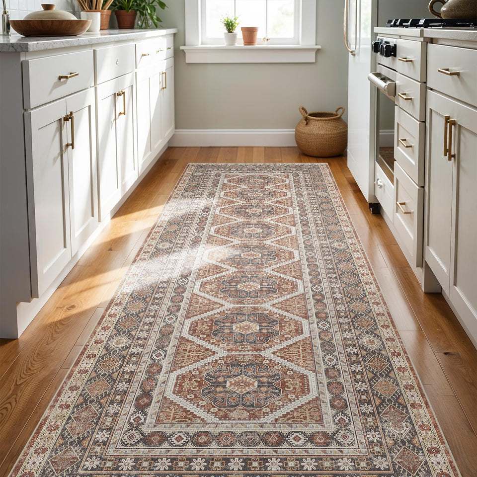 Ksrau 3x8 runner rug kitchen brick pattern—washable and easy to clean for busy homes