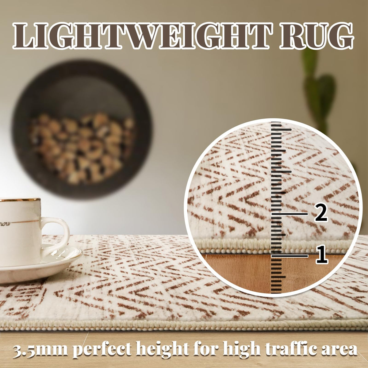 Ksrau beige Moroccan style rug for entryway adds warmth and charm.
