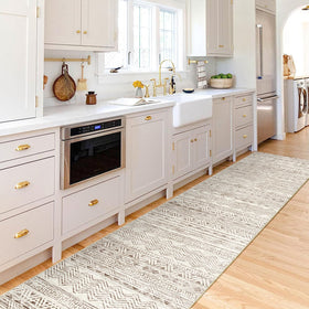Ksrau Moroccan-pattern hallway rug non-slip backing enhances safety on smooth floors.