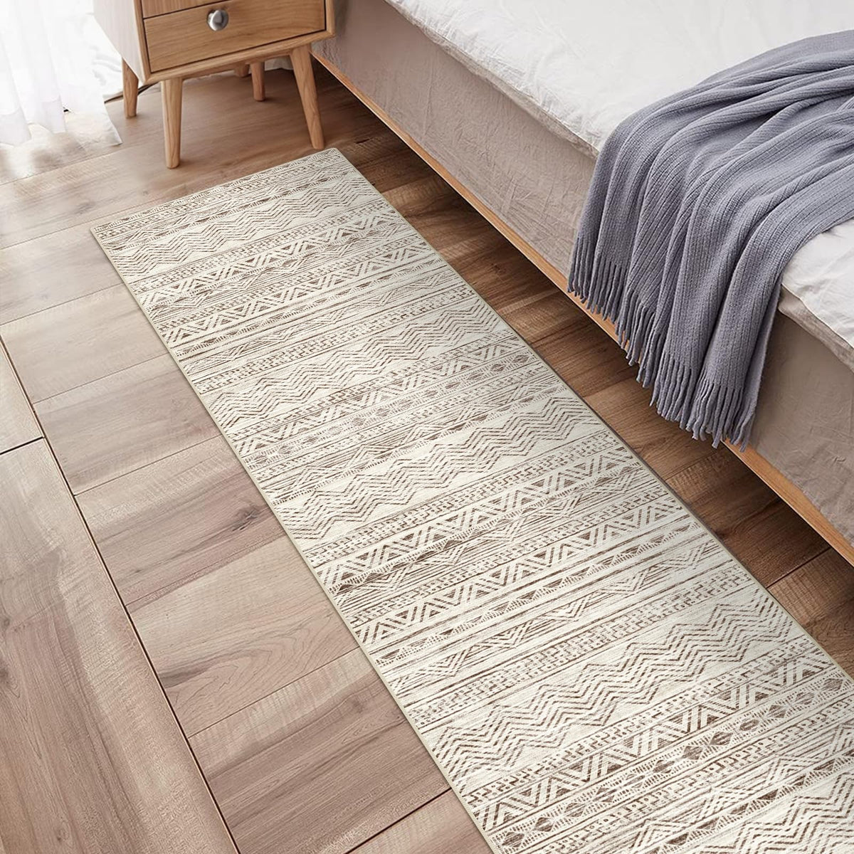 Ksrau rubber-backing hallway rug provides stable footing in high-traffic corridors.