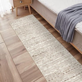 Ksrau rubber-backing hallway rug provides stable footing in high-traffic corridors.